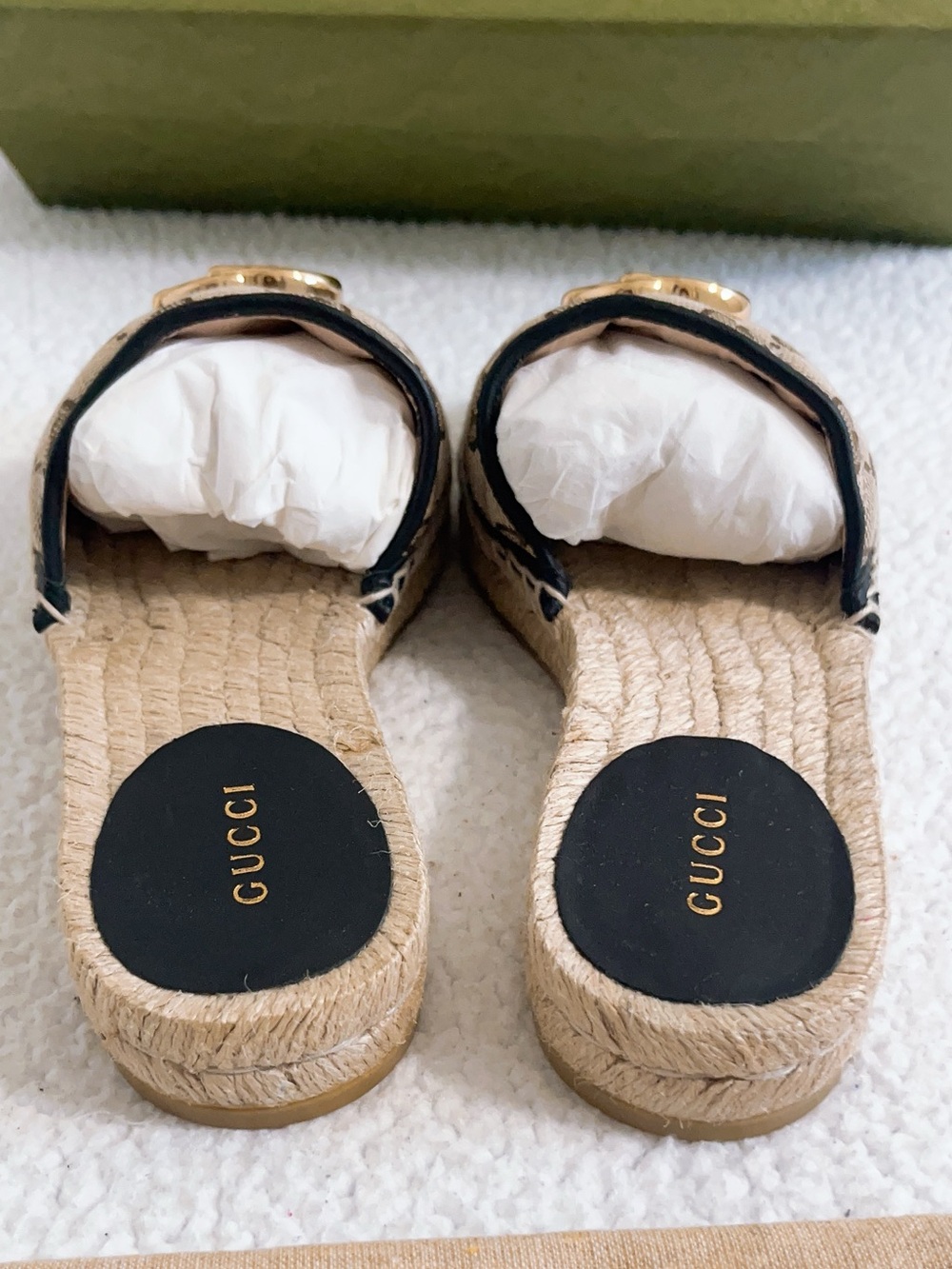 Gucci Women’s GG Marmont Monogram Canvas slide Espadrille Sandal - Picture 3 of 16